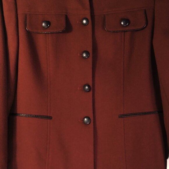 Kasper Vintage Blazer & Skirt Suit Maroon 100% Wool Stylish Statement Suit Sz10P - Picture 9 of 13